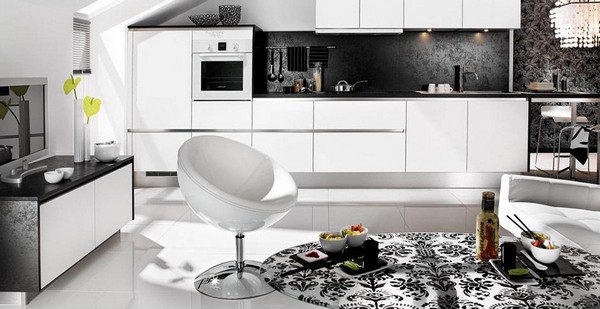 кухня в черно белом стиле фото