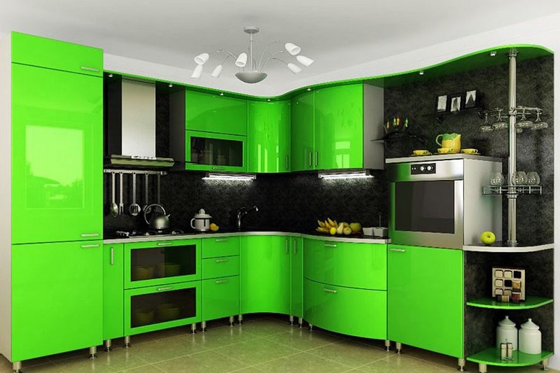 черно зеленая кухня фото