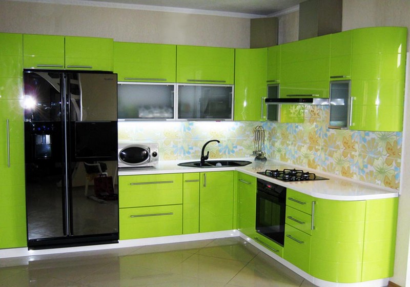 салатовый цвет в интерьере кухни фото