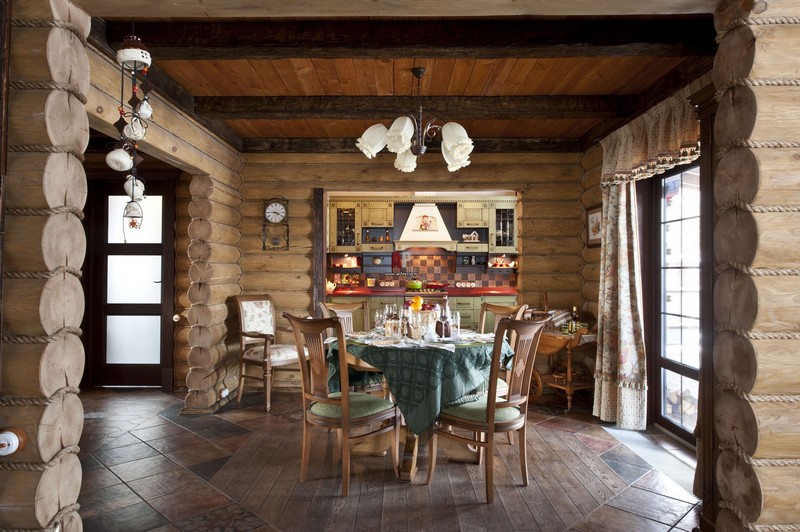 кухня в деревянном доме фото