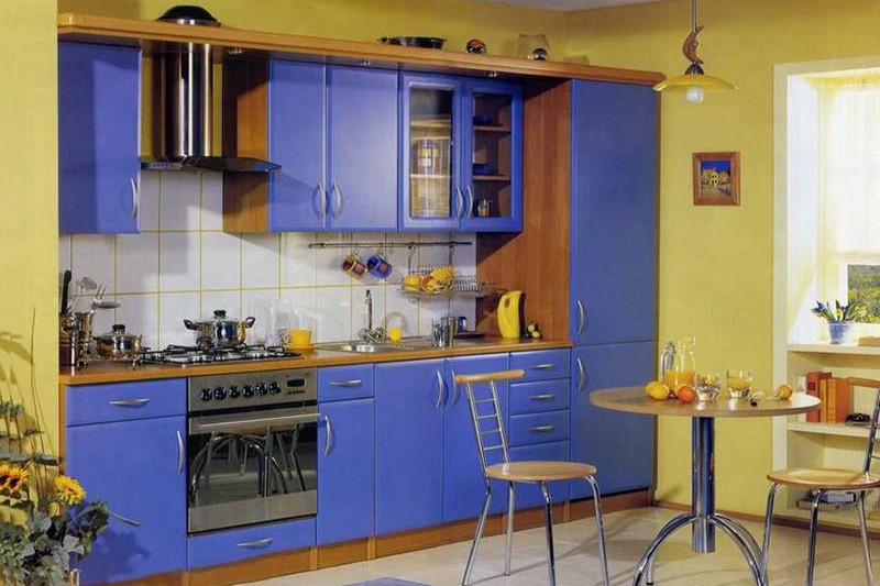 сине желтая кухня фото