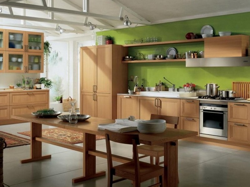 оливковый цвет в интерьере кухни фото